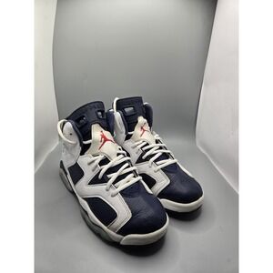 Size 7Y - Nike Air Jordan VI 6 Retro 2012 Olympic White Navy Blue,  384665-130
